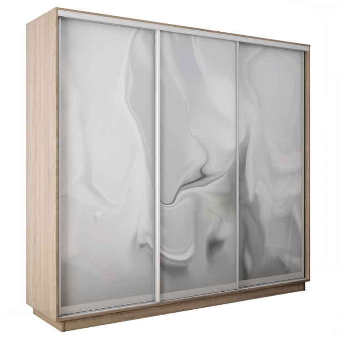 Шкафы-купе 3-х дверные, Шкаф-купе Экспресс 3-х дверный Фотопечать Шелк Стекла 210х60х220