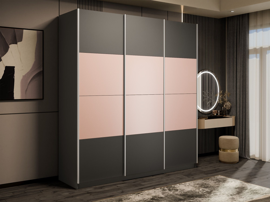 Шкафы-купе 3-х дверные, Шкаф-купе Эста 3-х дверный ДСП/Стекла пудра/Доводчик 300х66х240