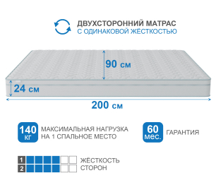 Столлайн / Матрас Премиум-Ориент в чехле Cooler в скрутке 900х2000