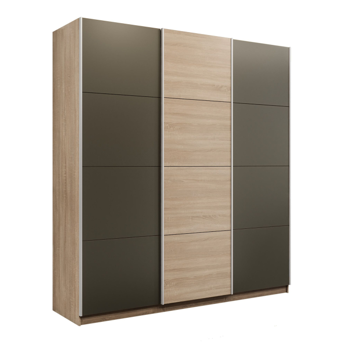 Шкафы-купе 3-х дверные, Шкаф-купе Прайм 3-х дверный Стекла хаки/ДСП/Доводчики 210х57х230