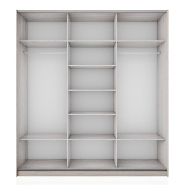 Шкафы-купе 3-х дверные, Шкаф-купе Прайм 3-х дверный Стекла белые/ДСП/Доводчики 210х57х230