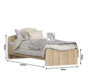 Кровать Кито СБ-2227 (800) Дуб Сонома с основанием