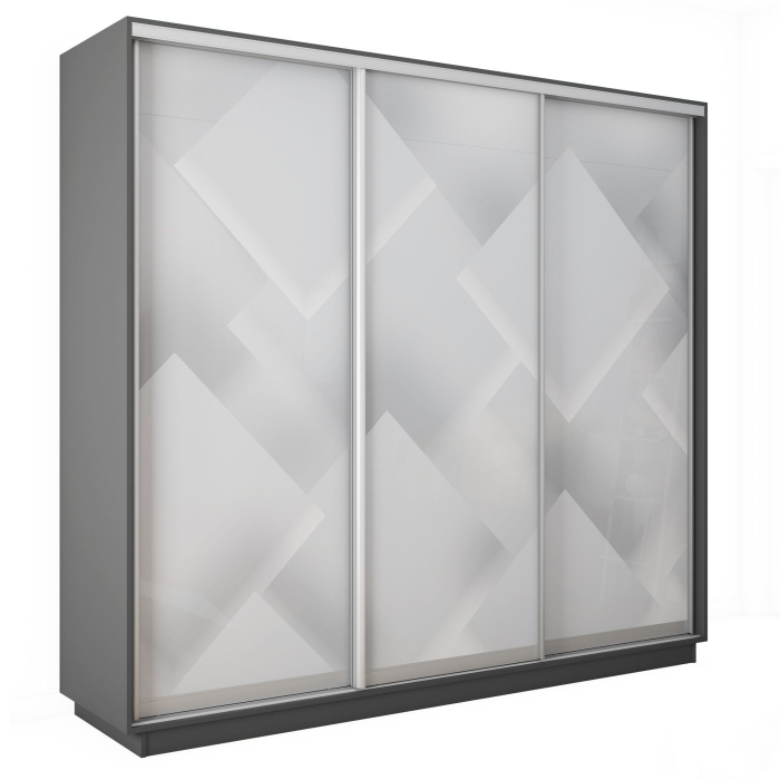 Шкафы-купе 3-х дверные, Шкаф-купе Экспресс 3-х дверный Фотопечать Квадрат Стекла 210х60х220
