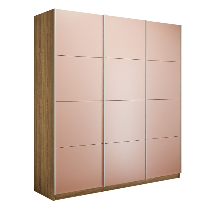 Шкафы-купе 3-х дверные, Шкаф-купе Прайм 3-х дверный Стекла пудра/Доводчики 180х57х230