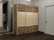 Шкафы-купе 3-х дверные, Шкаф-купе Эста 3-х дверный ДСП/Стекла фисташка/Доводчик 270х66х240