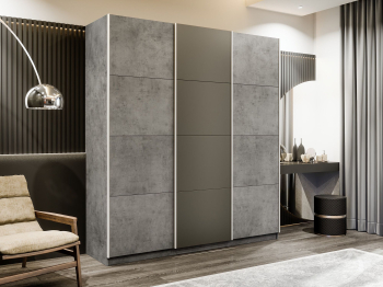 Шкаф-купе Прайм Широкий 3-х дверный ДСП/Стекла хаки/Доводчики 240х57х230