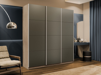 Шкаф-купе Эста 3-х дверный Стекла хаки/Доводчик 270х66х240