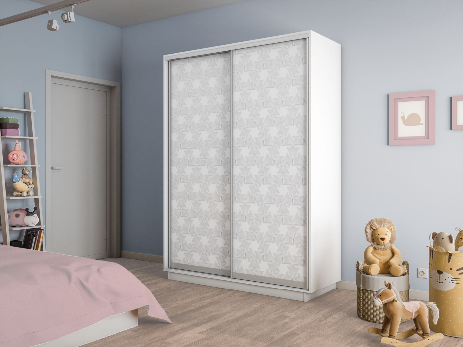 Шкафы-купе 2-х дверные, Шкаф-купе Экспресс 2-х дверный Фотопечать Калейдоскоп Стекла 160х45х220