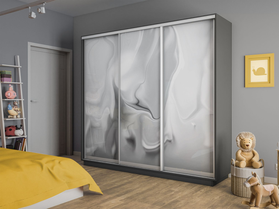 Шкафы-купе 3-х дверные, Шкаф-купе Экспресс 3-х дверный Фотопечать Шелк Стекла 240х60х220