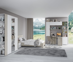 Шкаф Анима ШК-3030, дуб серый, белый