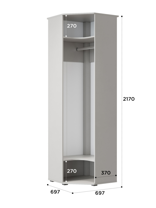 Угловые шкафы, Шкаф угловой Эмилия ЭЛ-14К с зеркалом