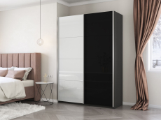 Шкафы-купе 2-х дверные, Шкаф-купе Прайм 2-х дверный Стекло белое/Стекло черное/Доводчики 160х57х230