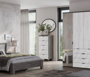 Комод Шаде КМ-2904, черный ясень, санторини белый