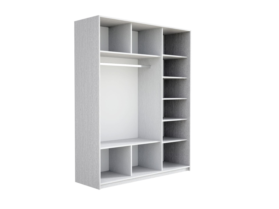 Шкафы-купе 3-х дверные, Шкаф-купе Прайм 3-х дверный ДСП/Стекло белое/Доводчики 180х57х230