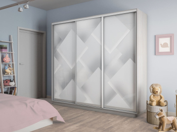 Шкаф-купе Экспресс 3-х дверный Фотопечать Квадрат Стекла 240х60х220