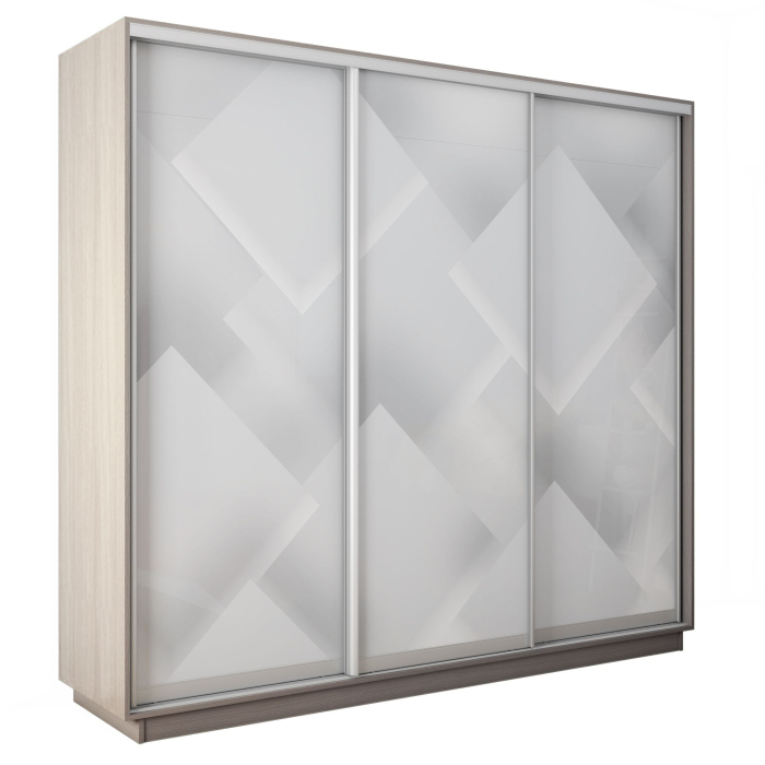 Шкафы-купе 3-х дверные, Шкаф-купе Экспресс 3-х дверный Фотопечать Квадрат Стекла 240х60х220