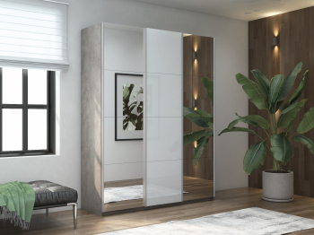 Шкаф-купе Прайм 3-х дверный Зеркала/Стекло белое/Доводчики 210х57х230