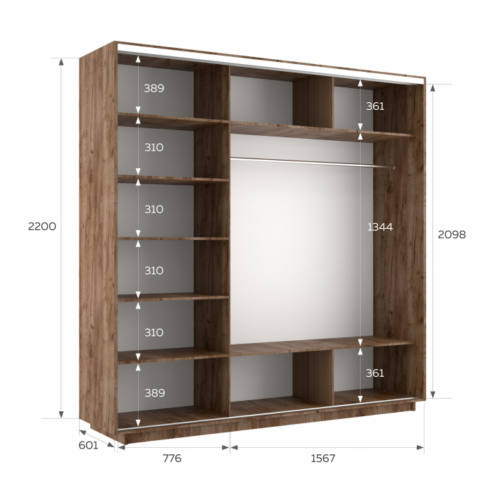 Шкафы-купе 3-х дверные, Шкаф-купе Экспресс 3-х дверный Фотопечать Квадрат Стекла 240х60х220