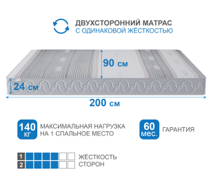 Столлайн / Матрас Премиум-Ориент в чехле Magnetic в скрутке 900х2000