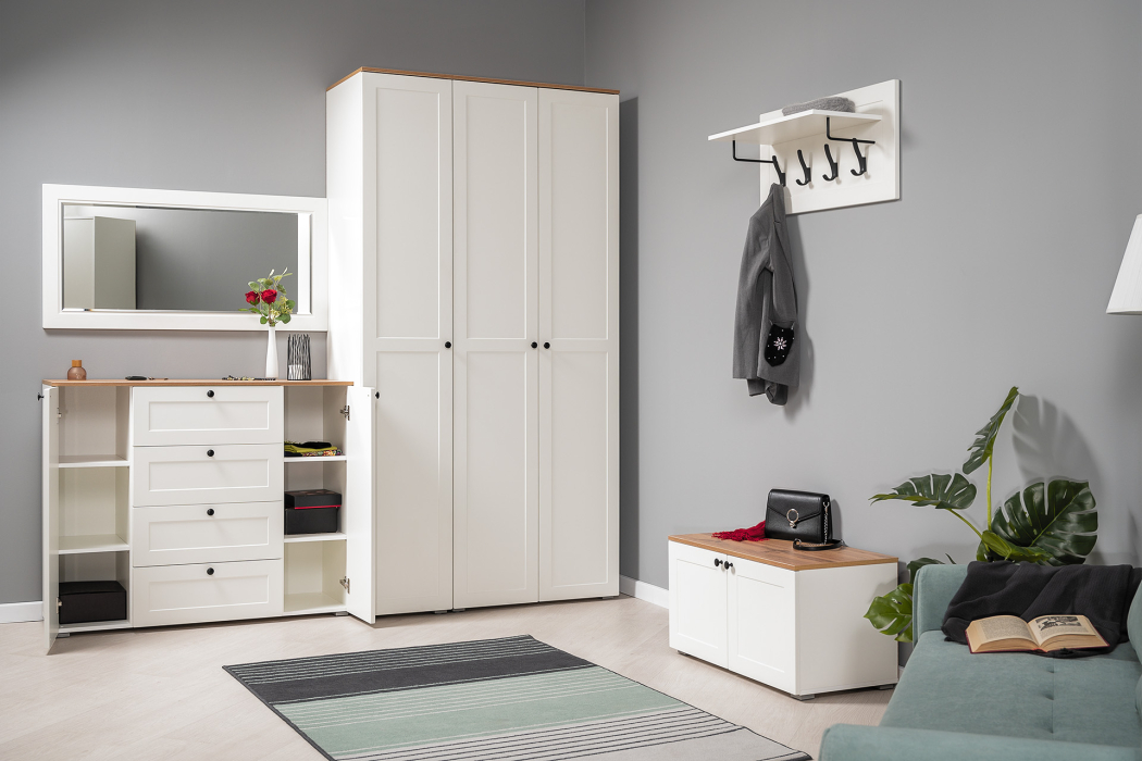 Комоды, Комод Остин 16.221, белая шагрень, дуб золотой крафт