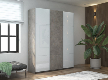 Шкаф-купе Прайм 3-х дверный Стекла белые/ДСП/Доводчики 180х57х230