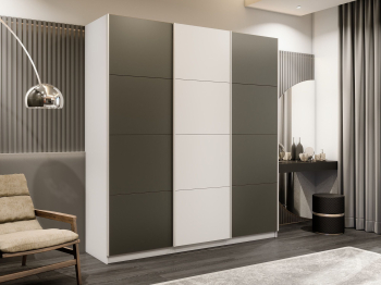 Шкаф-купе Прайм Широкий 3-х дверный Стекла хаки/ДСП/Доводчики 240х57х230