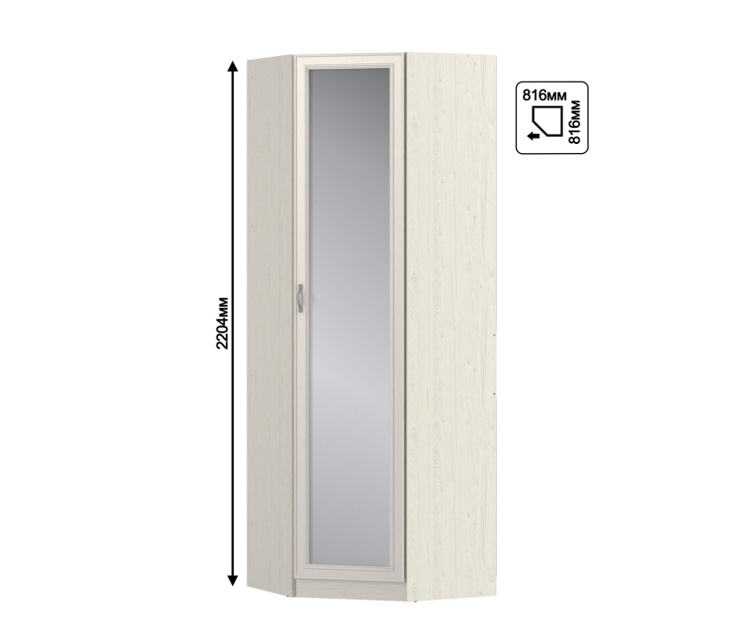 Для одежды, Шкаф угловой Гранд / Ливерпуль СБ-3507 Дуб Приморский Белый/МДФ Классика Светлый