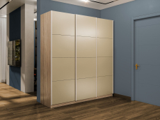 Шкафы-купе 3-х дверные, Шкаф-купе Эста 3-х дверный Стекла фисташка/Доводчик 300х66х240