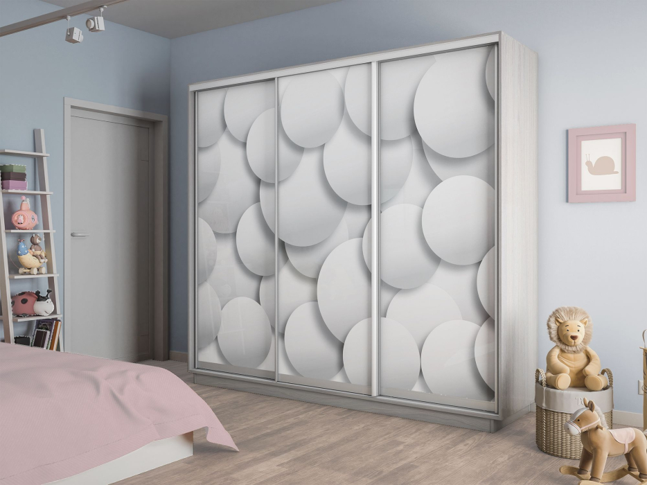 Шкафы-купе 3-х дверные, Шкаф-купе Экспресс 3-х дверный Фотопечать Шары Стекла 240х45х240