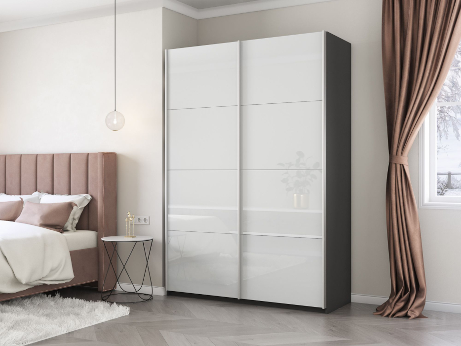 Шкафы-купе 2-х дверные, Шкаф-купе Прайм 2х дверный Белый глянец 160х57х230