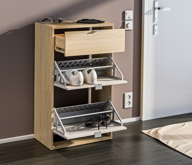 Обувницы, Обувница Афина СБ-3318 Дуб Винченца/Дуб Винченца,Кашемир серый