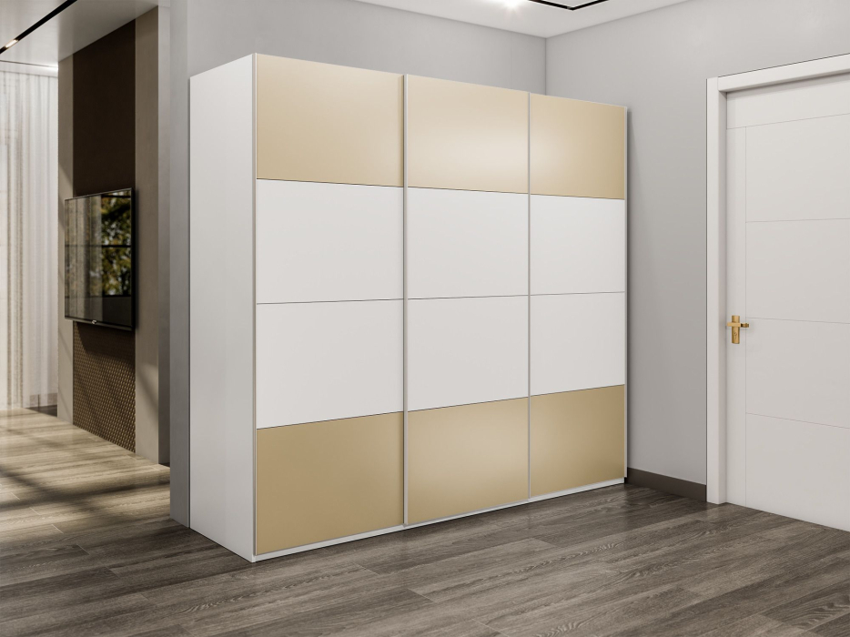 Шкафы-купе 3-х дверные, Шкаф-купе Эста 3-х дверный ДСП/Стекла фисташка/Доводчик 270х66х240