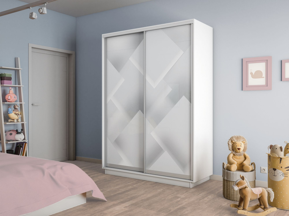 Шкафы-купе 2-х дверные, Шкаф-купе Экспресс 2-х дверный Фотопечать Квадрат Стекла 160х60х220