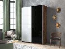 Шкафы-купе 2-х дверные, Шкаф-купе Прайм 2-х дверный Стекло белое/Стекло черное/Доводчики 160х57х230