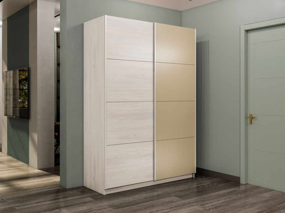 Шкафы-купе 2-х дверные, Шкаф-купе Прайм 2-х дверный ДСП/Стекло фисташка/Доводчики 160х57х230