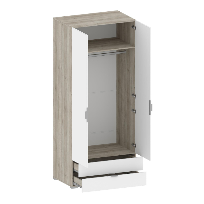 Шкафы двухстворчатые, Шкаф Анима ШК-3005, дуб серый, белый