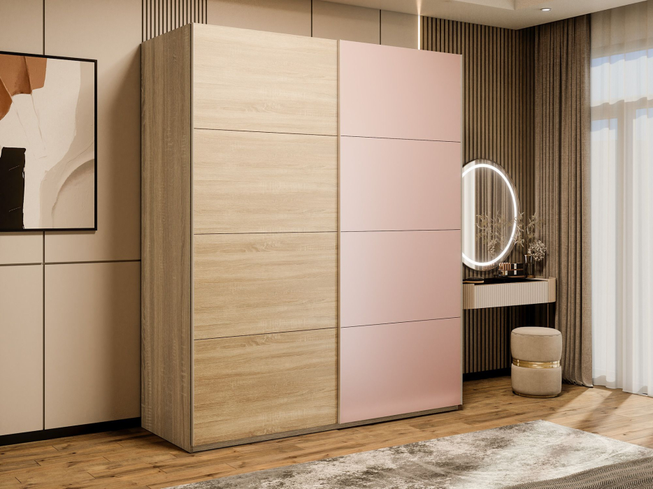 Шкафы-купе 2-х дверные, Шкаф-купе Эста 2-х дверный ДСП/Стекла пудра/Доводчик 160х66х240