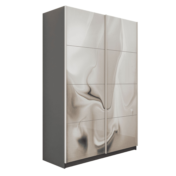 Шкафы-купе 2-х дверные, Шкаф-купе Прайм 2-х дверный Фотопечать Шелк Стекла/Доводчики 120х57х230