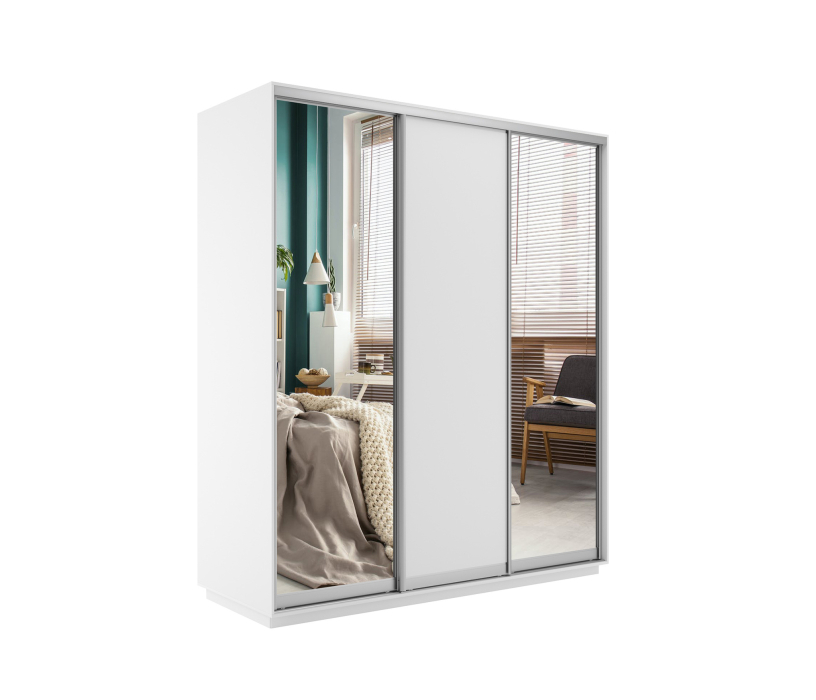 Шкафы-купе, Шкаф-купе Экспресс Медиум (2 зеркала) трио 2400 x 2100 x 600