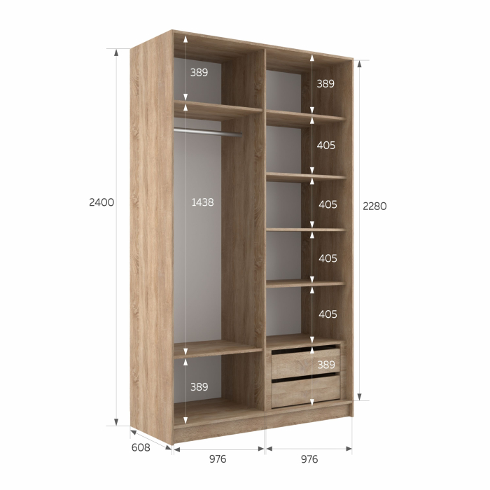 Шкафы-купе 2-х дверные, Шкаф-купе Эста 2-х дверный ДСП/Стекла фисташка/Доводчик 200х66х240