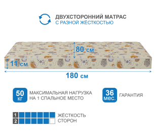 Матрас Здоровый сон-Мишутка 800х1800