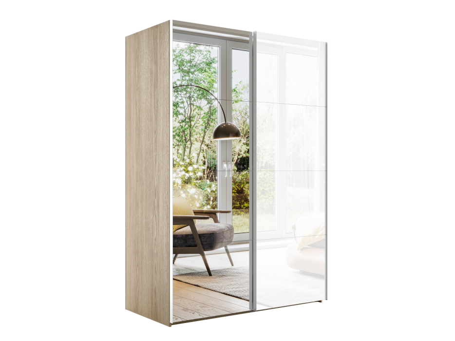 Шкафы-купе 2-х дверные, Шкаф Эста дуо Стекло белое/зеркало 2400 х 1800 х 660