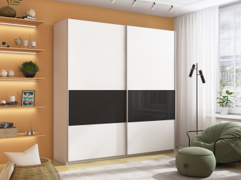 Шкаф-купе Прайм 2х дверный ДСП/Стекло черное 160х57х230