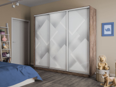 Шкафы-купе 3-х дверные, Шкаф-купе Экспресс 3-х дверный Фотопечать Квадрат Стекла 210х60х220