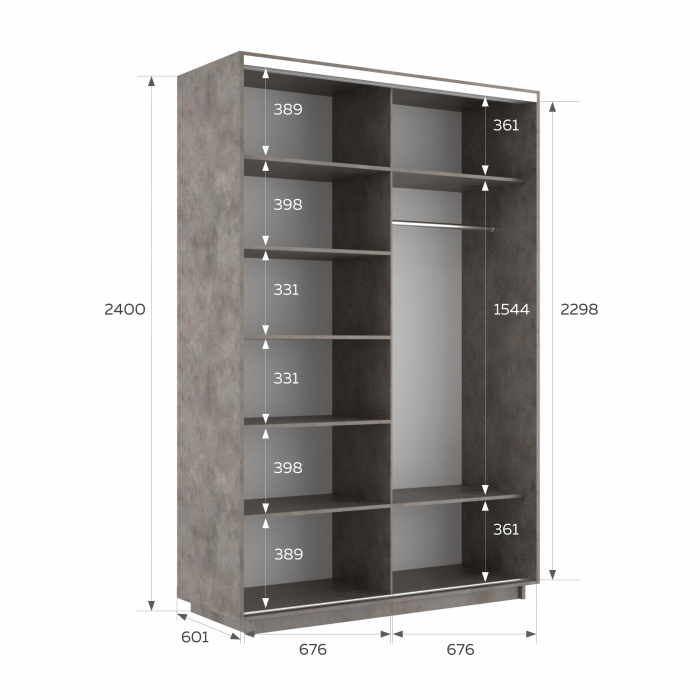 Шкафы-купе 2-х дверные, Шкаф-купе Экспресс 2-х дверный Фотопечать Квадрат Стекла 140х60х240