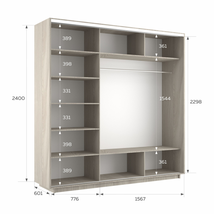 Шкафы-купе 3-х дверные, Шкаф-купе Экспресс 3-х дверный Фотопечать Шелк Стекла 240х60х240