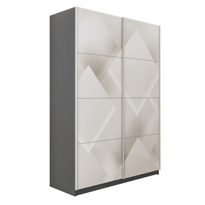 Шкафы-купе 2-х дверные, Шкаф-купе Прайм 2-х дверный Фотопечать Квадраты Стекла/Доводчики 140х57х230
