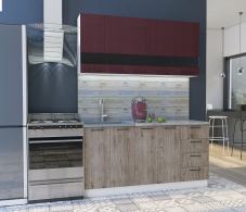 Кухонные гарнитуры, Кухня Астра 1,6 м Красное дерево патина/Дуб галиано МДФ