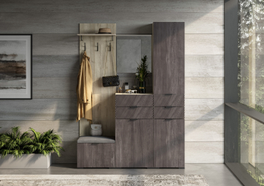 Вешалка Шаде В-3406, дуб серый, черный ясень, ткань simple 27