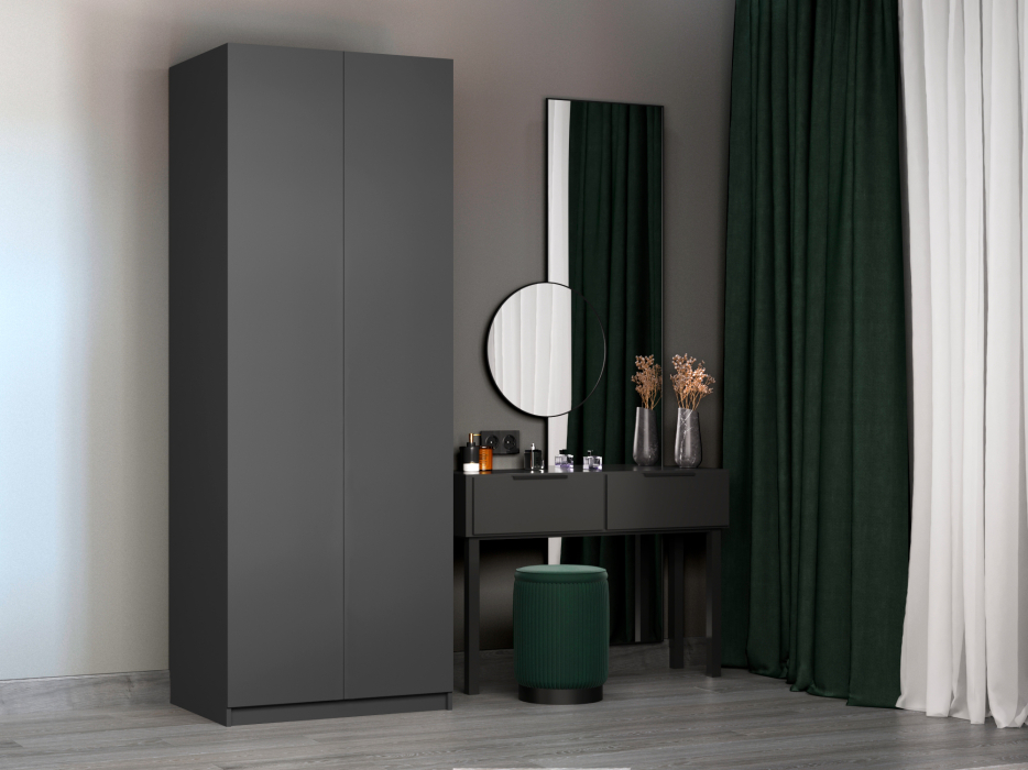 Шкафы распашные, Шкаф складной Е1 Локер ("Гармошка" с системой Push to Move/Правый)81х52.5х220 см, с полками